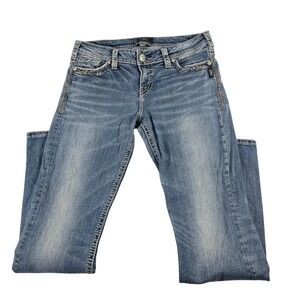 Silver Jeans Co Suki Mid Rise Slim Bootcut Jeans Blue W31 L32 Medium Wash